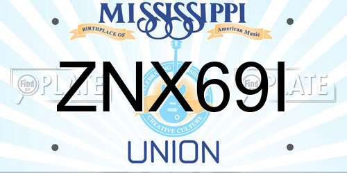 ZNX69I Mississippi License Plate