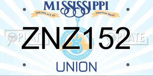 ZNZ152 Mississippi License Plate