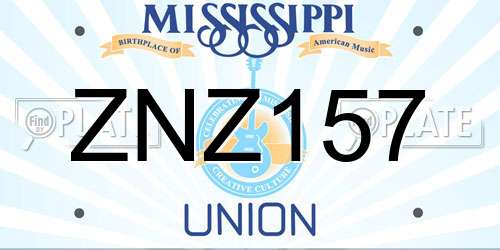 ZNZ157 Mississippi License Plate