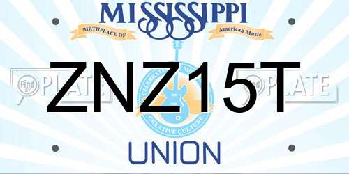 ZNZ15T Mississippi License Plate