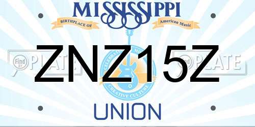 ZNZ15Z Mississippi License Plate