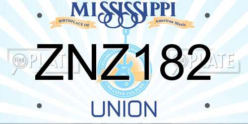 ZNZ182 Mississippi License Plate