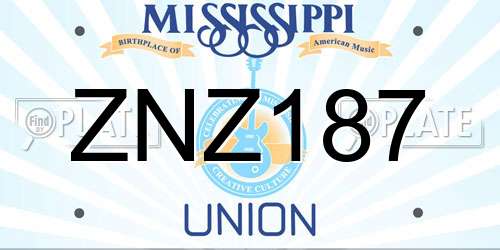 ZNZ187 Mississippi License Plate