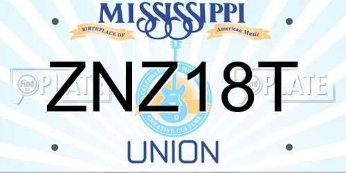 ZNZ18T Mississippi License Plate