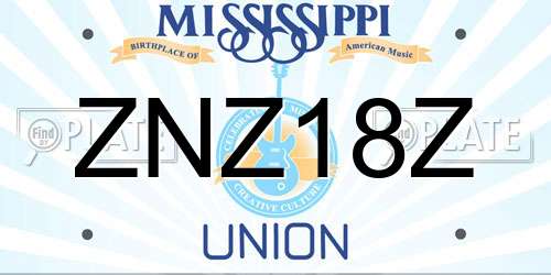 ZNZ18Z Mississippi License Plate