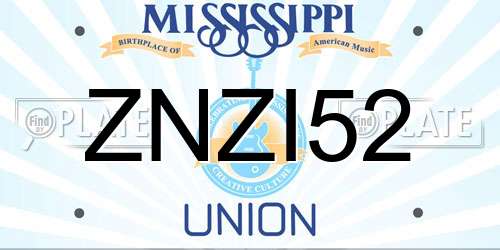 ZNZI52 Mississippi License Plate