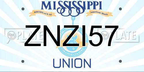 ZNZI57 Mississippi License Plate