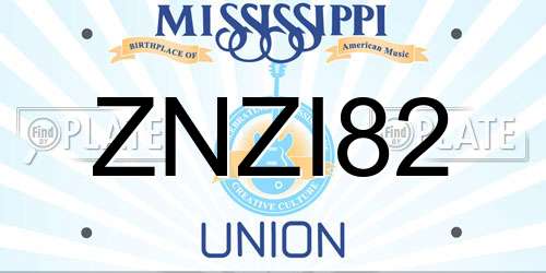 ZNZI82 Mississippi License Plate