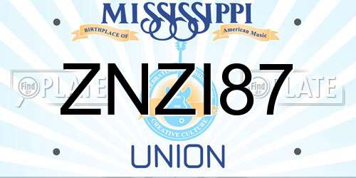 ZNZI87 Mississippi License Plate
