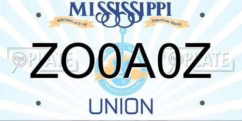 ZO0A0Z Mississippi License Plate