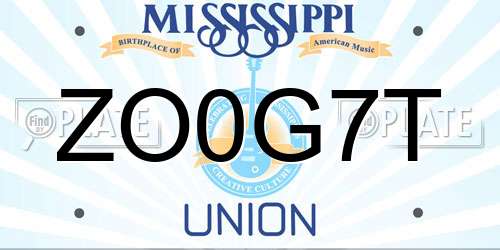 ZO0G7T Mississippi License Plate