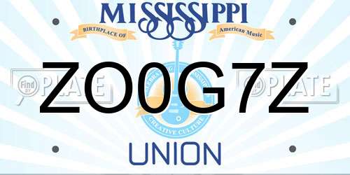 ZO0G7Z Mississippi License Plate