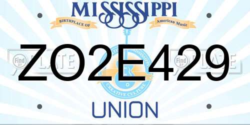 ZO2E429 Mississippi License Plate