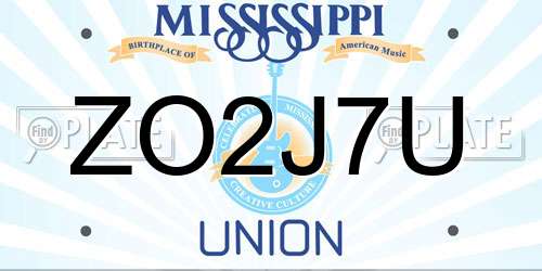 ZO2J7U Mississippi License Plate