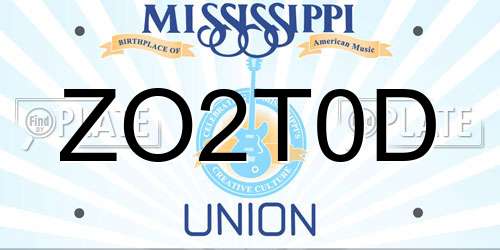 ZO2T0D Mississippi License Plate