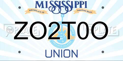 ZO2T0O Mississippi License Plate