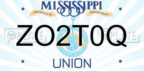 ZO2T0Q Mississippi License Plate