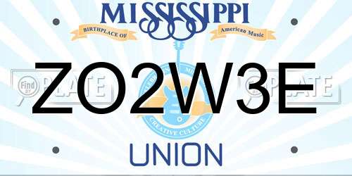 ZO2W3E Mississippi License Plate