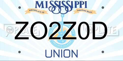 ZO2Z0D Mississippi License Plate