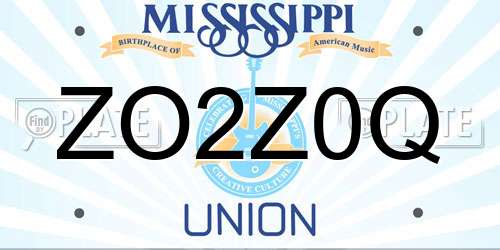 ZO2Z0Q Mississippi License Plate