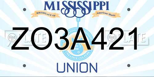 ZO3A421 Mississippi License Plate