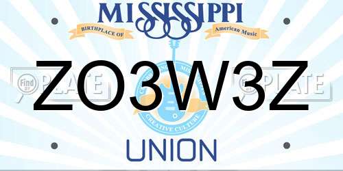 ZO3W3Z Mississippi License Plate