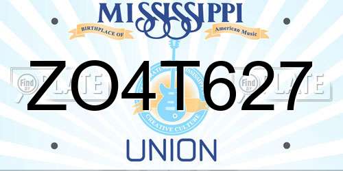 ZO4T627 Mississippi License Plate