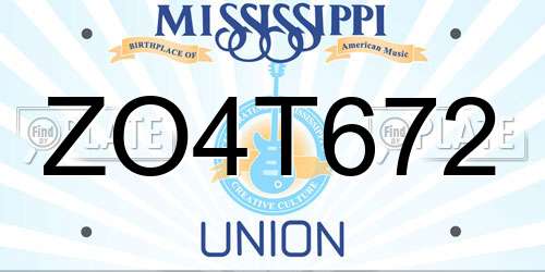 ZO4T672 Mississippi License Plate