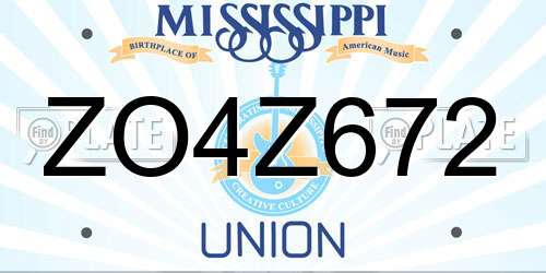 ZO4Z672 Mississippi License Plate