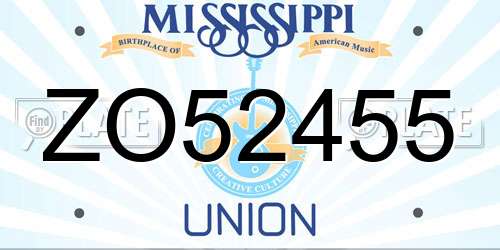 ZO52455 Mississippi License Plate