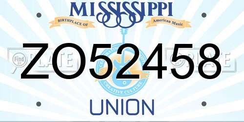 ZO52458 Mississippi License Plate