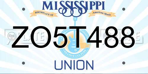 ZO5T488 Mississippi License Plate