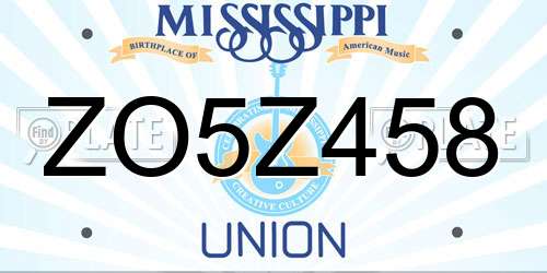 ZO5Z458 Mississippi License Plate