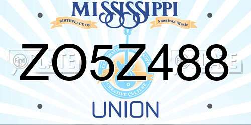 ZO5Z488 Mississippi License Plate
