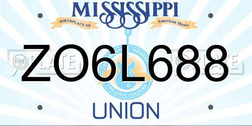 ZO6L688 Mississippi License Plate