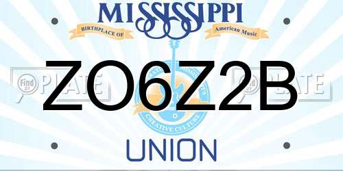 ZO6Z2B Mississippi License Plate