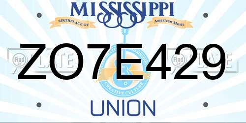 ZO7E429 Mississippi License Plate