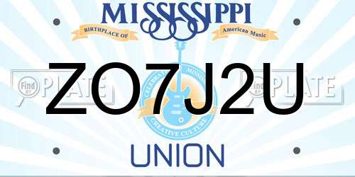 ZO7J2U Mississippi License Plate