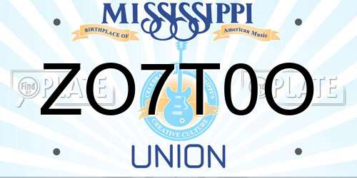 ZO7T0O Mississippi License Plate