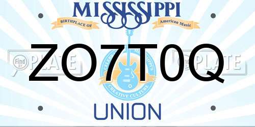 ZO7T0Q Mississippi License Plate