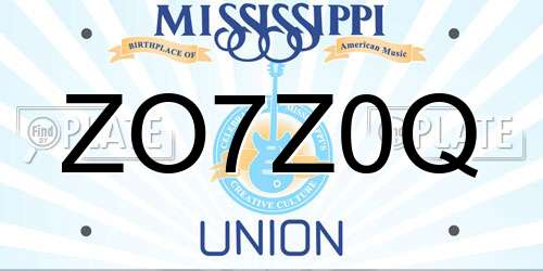 ZO7Z0Q Mississippi License Plate