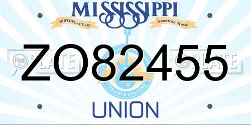 ZO82455 Mississippi License Plate