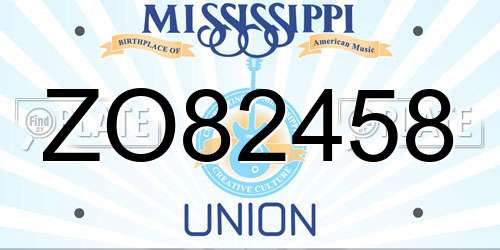 ZO82458 Mississippi License Plate