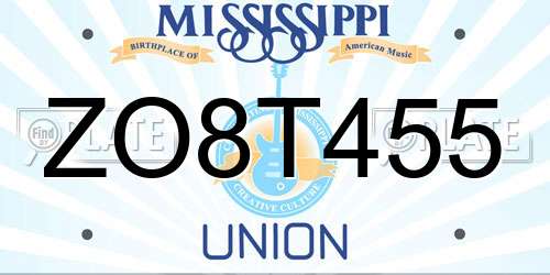 ZO8T455 Mississippi License Plate