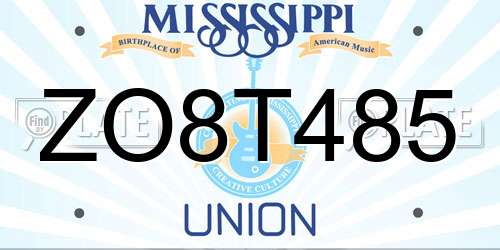 ZO8T485 Mississippi License Plate