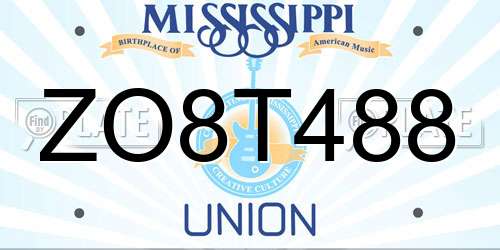 ZO8T488 Mississippi License Plate