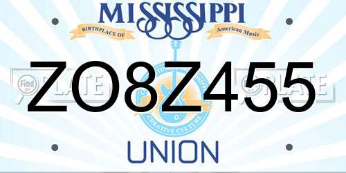 ZO8Z455 Mississippi License Plate