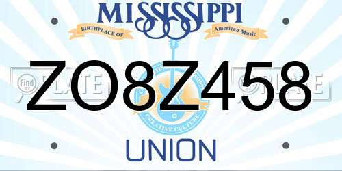 ZO8Z458 Mississippi License Plate