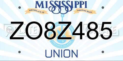 ZO8Z485 Mississippi License Plate