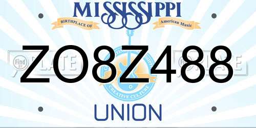 ZO8Z488 Mississippi License Plate